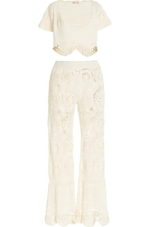 Akoia Swim Bunga Crocheted Cotton Pants and Top Set