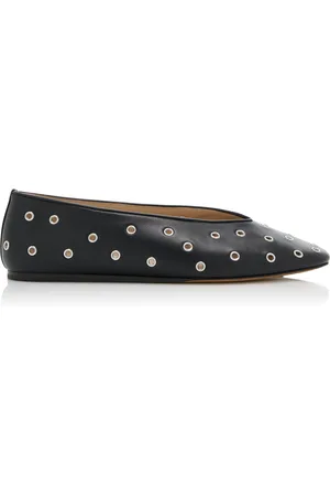 Le Monde Beryl Regency Eyelet-Studded Leather Ballet Flats