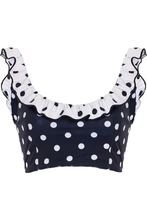 SEA Paulina Ruffled Polka-Dot Bikini Top