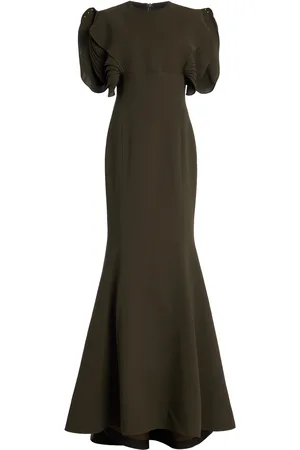 Carla Zampatti Petal-Sleeve Crepe Gown