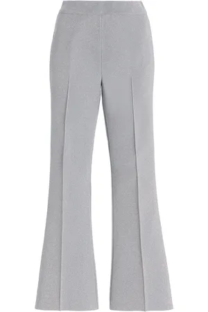 High Exclusive Kick Metallic Cotton Knit Cropped Flared Pants