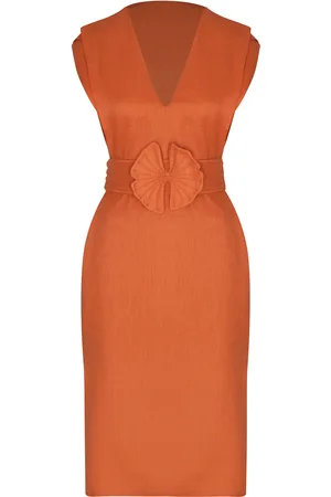 Andres Otalora Deluci Belted Linen Midi Dress