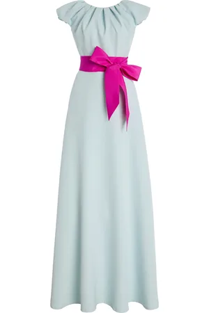 GRETA CONSTANTINE Omarlow Bow-Sash Satin Gown