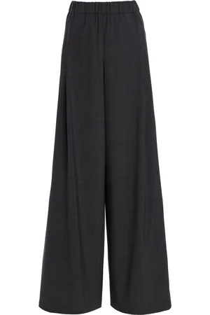 TWP Eva Pleated Cotton-Wool Wide-Leg Pants