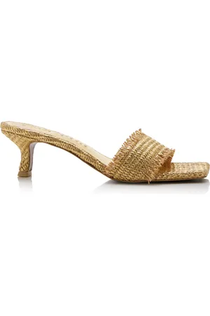 Cult Gaia Ada Metallic-Straw Sandals