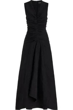 BRANDON MAXWELL The Finley Stretch-Linen Midi Dress