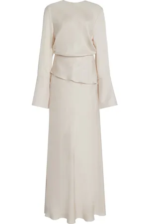 BRANDON MAXWELL The Violet Tiered Fluid Twill Maxi Dress