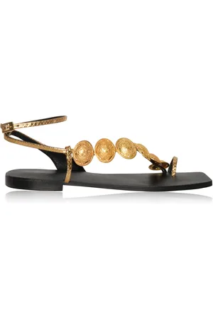 JOHANNA ORTIZ Dazzling Crest Brass-Detailed Leather Sandals