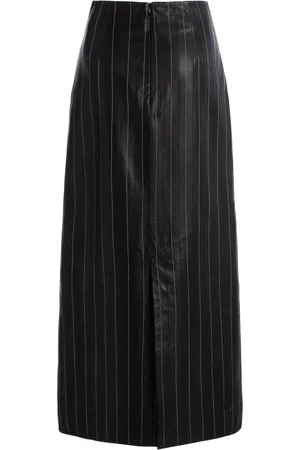 Victoria Beckham Contrast-Stitch Leather Midi Skirt