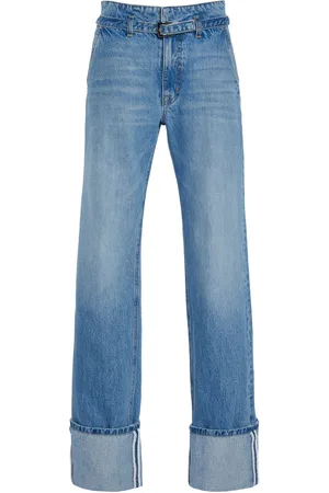 BRANDON MAXWELL The Alexa Cuffed Rigid Low-Rise Straight-Leg Jeans