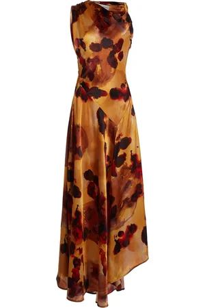 Victoria Beckham Asymmetric Silk Midi Dress