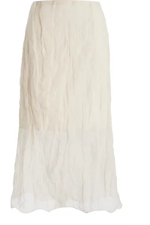 BRANDON MAXWELL The James Low-Rise Metallic Organza Midi Skirt
