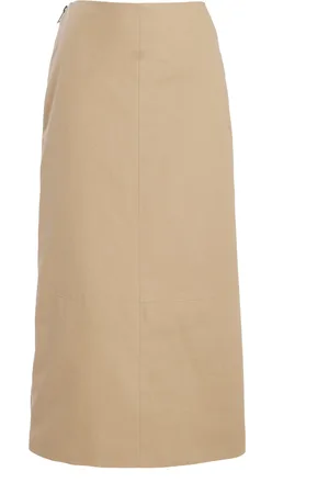 BRANDON MAXWELL The Avery Cotton Gabardine Midi Skirt