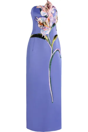 LEO LIN Exclusive Rayna Floral-Appliquéd Crepe Maxi Dress