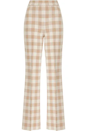 High Kick Gingham Stretch-Cotton Knit Cropped Flared Pants
