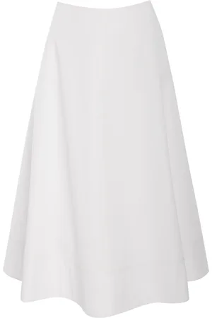 BRANDON MAXWELL The Knox Low-Rise Cotton Poplin Midi Skirt