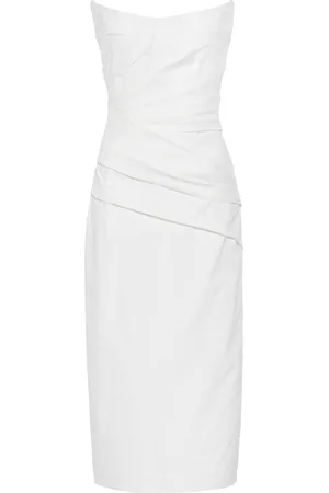DEL CORE Ruched Stretch-Cotton Midi Dress