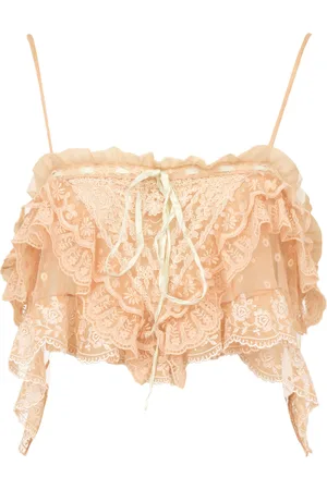 Chloé Ruffled Embroidered Lace Crop Top