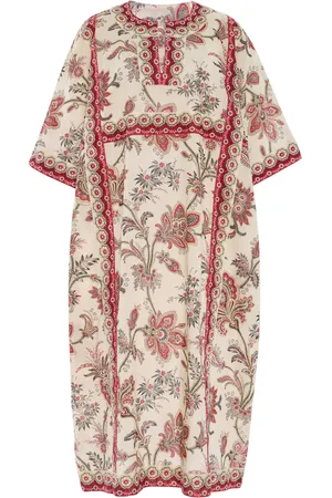 SEA Cassandra Floral Cotton Midi Caftan Dress