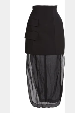 A.W.A.K.E. MODE Basque Layered Virgin Wool-Blend Maxi Skirt