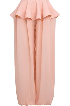 Alaïa Georgette Tapered Peplum Pants
