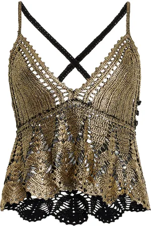 ULLA JOHNSON Delfina Metallic Crocheted Cotton Tank Top