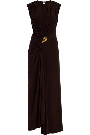 BRANDON MAXWELL The Serena Draped Jersey Maxi Dress