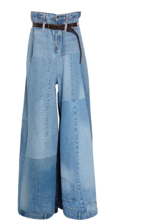 A.W.A.K.E. MODE Patchwork High-Rise Wide Leg Jeans