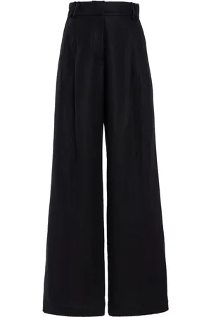 Another Tomorrow Pleated Linen Wide-Leg Pants