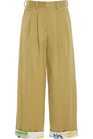 Rosie Assoulin Pleated Cotton Cropped Wide-Leg Pants