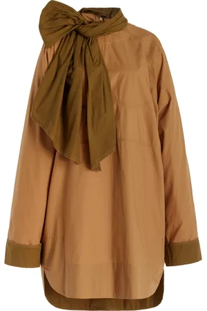 ULLA JOHNSON Michaela Tie-Detailed Cotton-Poplin Top