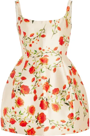 De La Vali Lola Floral Satin Twill Mini Dress