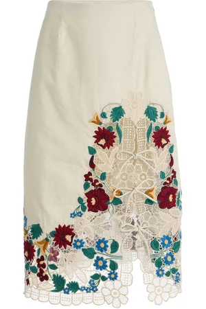 SEA Katharine Embroidered Cotton Midi Skirt