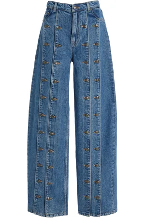 ROTATE Buttoned Rigid Mid-Rise Wide-Leg Jeans