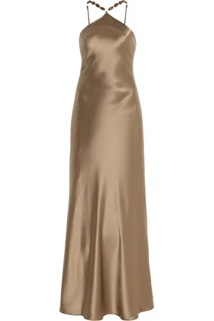 Staud Cadence Beaded Satin Maxi Slip Dress