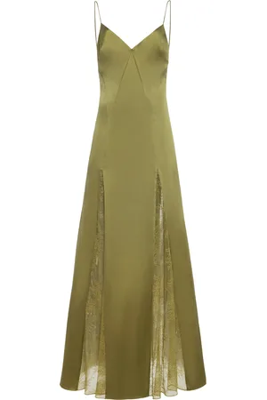 Staud Exclusive Trinity Lace-Inset Silk Maxi Slip Dress