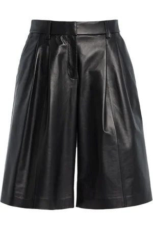 Lafayette 148 Sutton Leather Wide-Leg Shorts