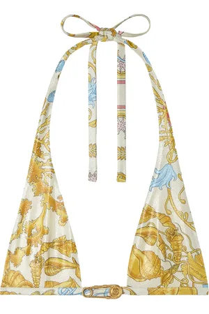 VERSACE La Vacanza Barocco-Printed Bikini Top