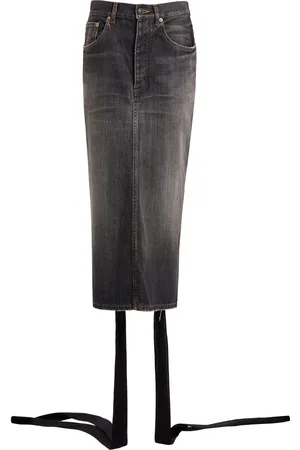 Balenciaga Lace-Up Denim Midi Skirt