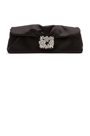 Roger Vivier Bouquet Strass-Embellished Satin Clutch