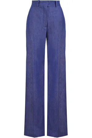 MARTIN GRANT Pleated Stretch-Denim Wide-Leg Jeans