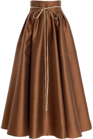 Rosie Assoulin Tie-Belted Satin Midi Skirt