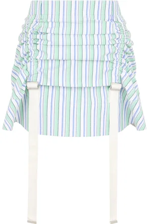Paco rabanne Strap-Detailed Striped Cotton Mini Skirt