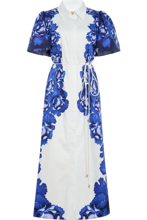 AJE Fernanda Printed Cotton Midi Dress