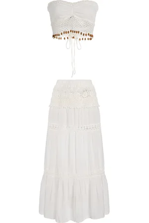 Akoia Swim Exclusive Riviera Embellished Cotton-Blend Skirt Set