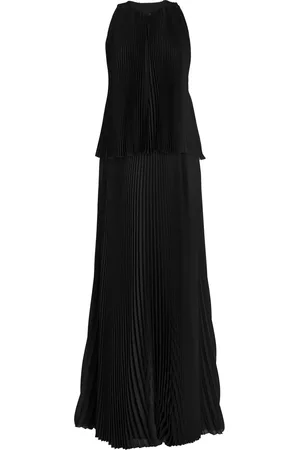 BRANDON MAXWELL The Hallett Pleated Georgette Maxi Dress