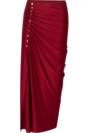 Paco rabanne Ruched Satin Jersey Midi Skirt
