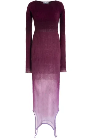 The Attico Garter-Detailed Ombré-Knit Midi Dress