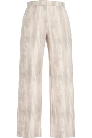 Lafayette 148 Sullivan Printed Silk Twill Wide-Leg Pants