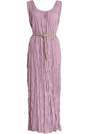 Lafayette 148 Belted Hand-Plissé Midi Dress